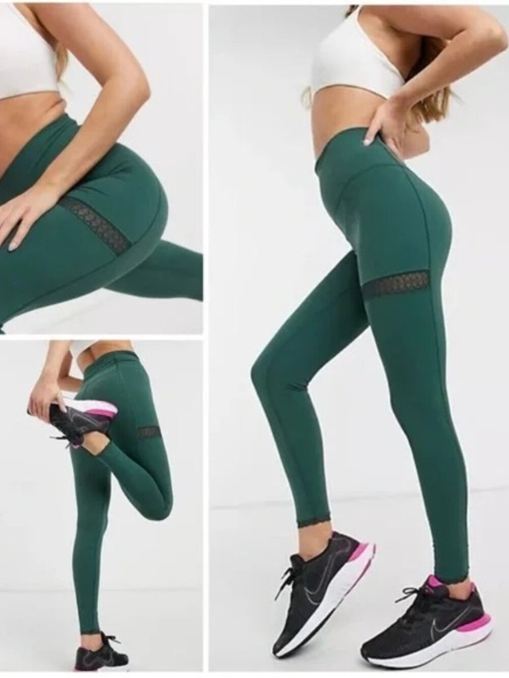 Nike Yoga Luxe Size S , NWT Green Lace Trimmed - Picture 2 of 9